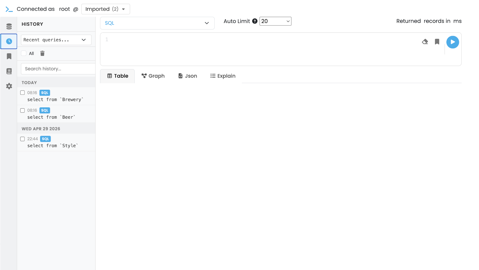 Query left sidebar